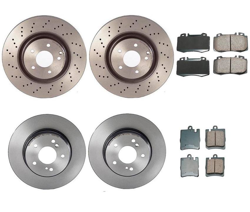 Mercedes Disc Brake Pad and Rotor Kit - Front and Rear (330mm/290mm) (Ceramic) (EURO) 210423101264 - Akebono Euro Ultra-Premium 4122613KIT